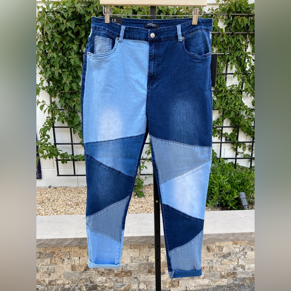 American Bazi High Waist Patchwork Denim Skinny Jeans